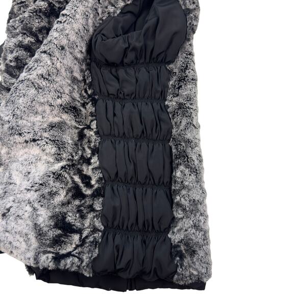 Fuda Faux Fur Nylon Ruched Reversible Outdoor Vest Women's Size Large - Picture 3 of 8